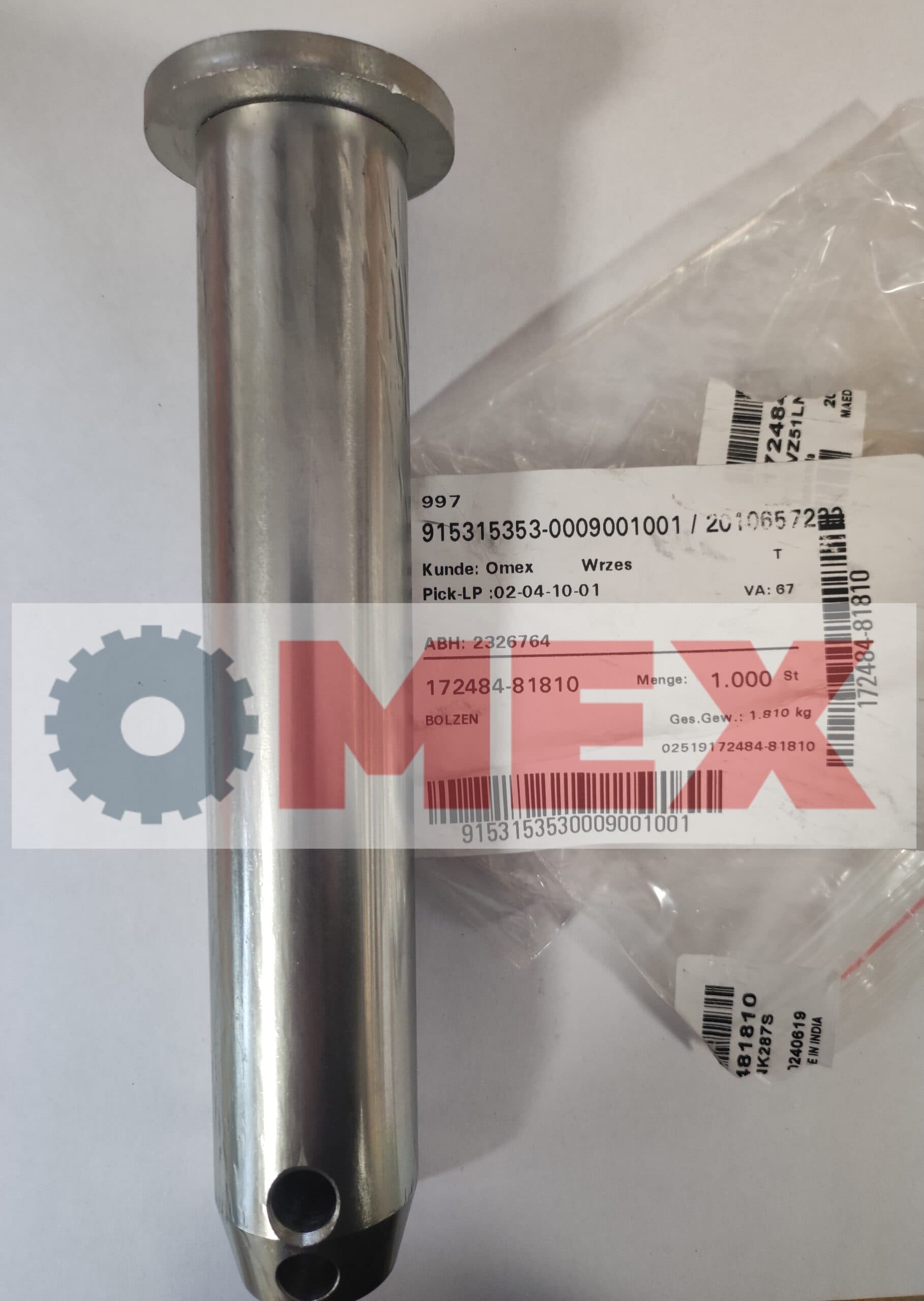 Sworzeń 38×184 Yanmar SV26