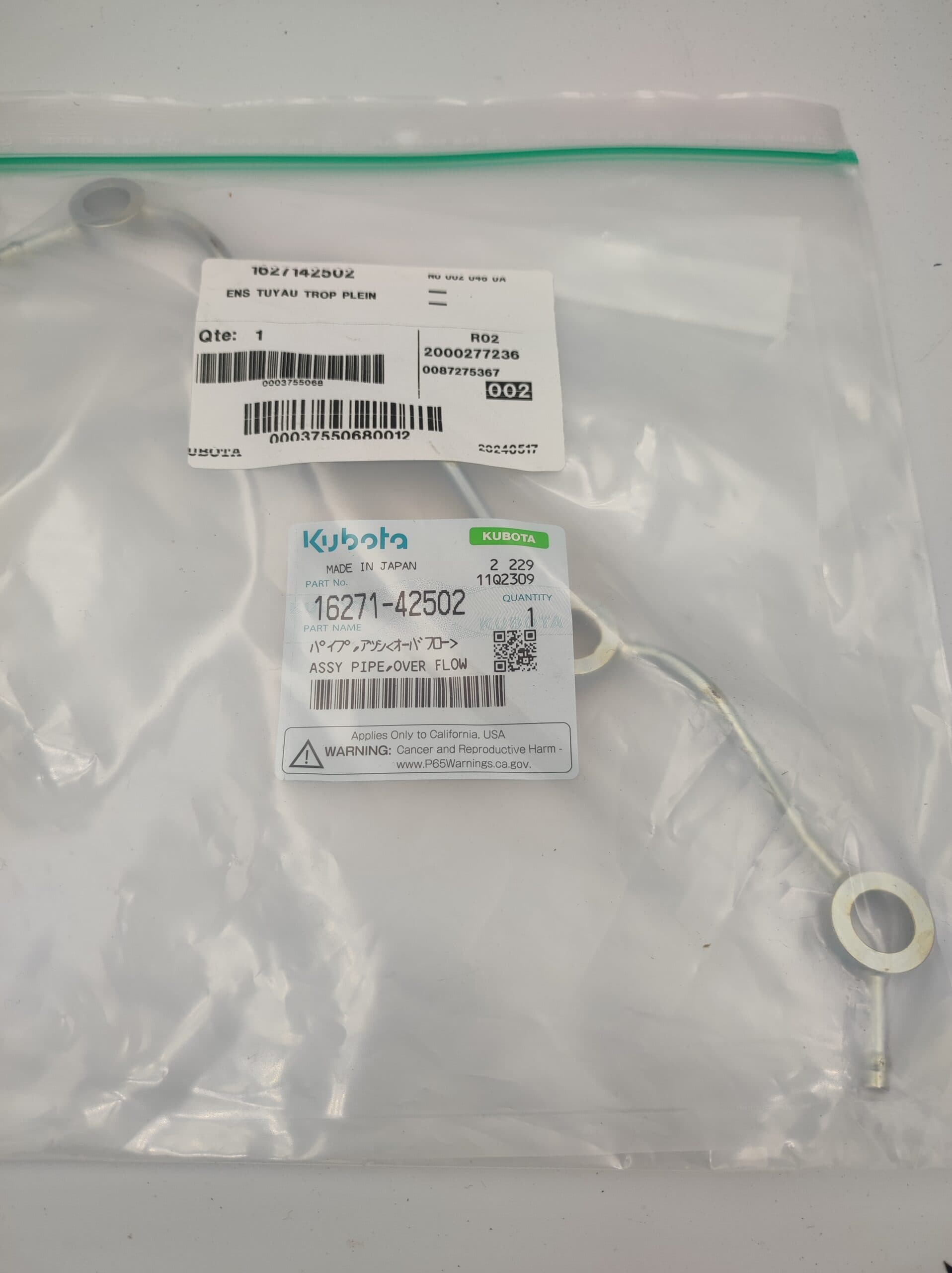 Przewód nadmiaru Kubota V1505-T-1698701