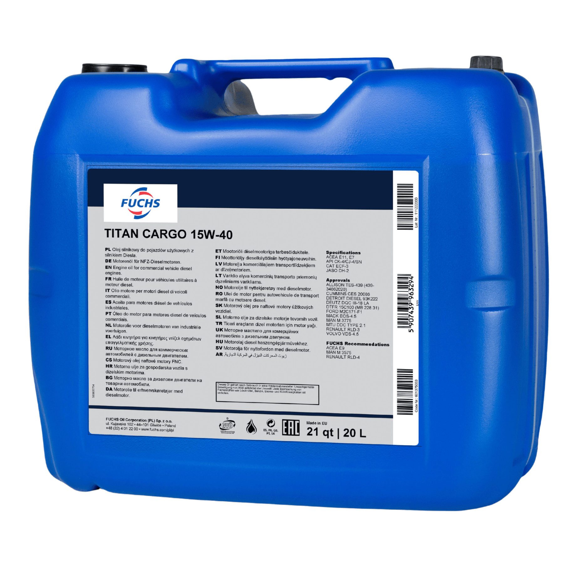 20 litrów FUCHS TITAN CARGO 15W40 - olej silnikowy